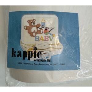Vintage 1982 HTF KAPPIE Needlepoint Cross Stich Baby Gift Box